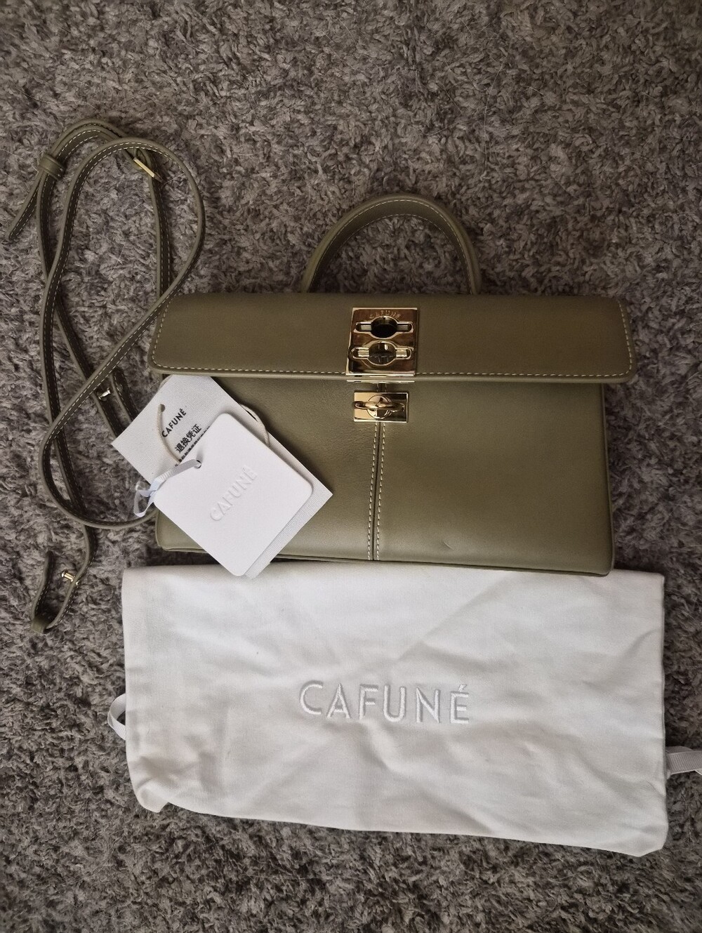Cafune Stance Wallet Olive Leather Top-Handle Crossbody